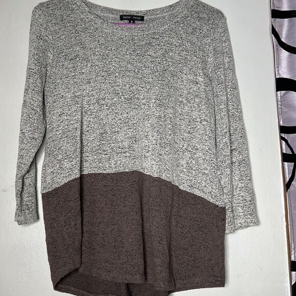 Moa Moa Sweater gray brown color block size medium - Picture 4 of 8